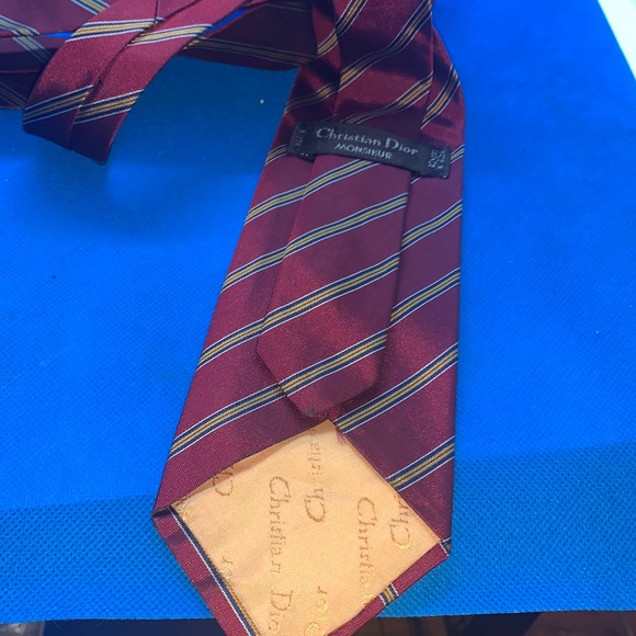 Vintage Christian Dior Monsieur Stripes Print Silk Tie - Picture 2 of 6